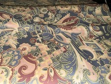 M & S St Michael vintage Pr Green Pattern  Curtains 62inW 72inL Pencil Pleat