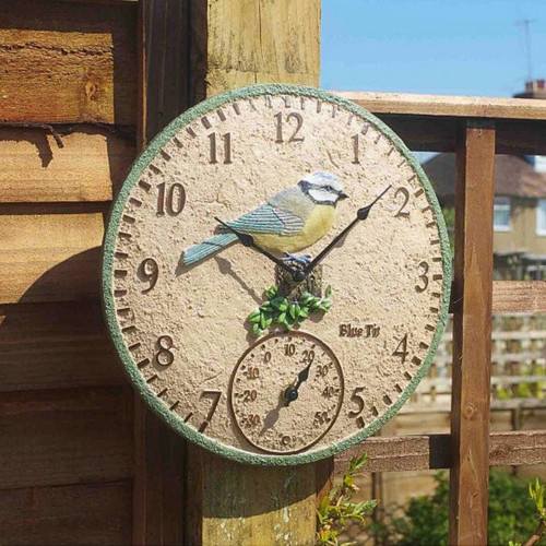 30cm blue tit garden clock - tit,