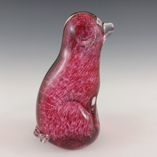 MARKED Wedgwood Speckled Pink Glass Seated Dog SG420