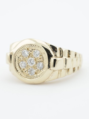 Gold signet watch ring - gold,