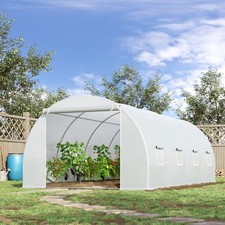 6 x 3 x 2 m Polytunnel Greenhouse Pollytunnel Tent w/ Metal Frame White