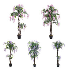 Artificial Bonsai Wisteria Tree Potted Plant Silk Flower Bean Trailing Garland