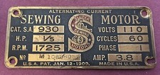 Rare Machine Tag: 1909 SINGER