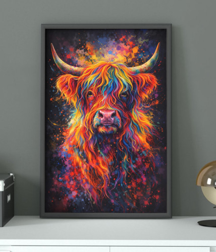 Highland cow unframed wall - cow,