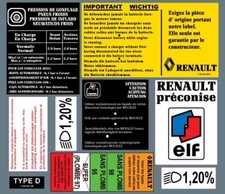 RENAULT Clio Williams, Clio 16S ENGINE COMPARTMENT PLATE STICKERS