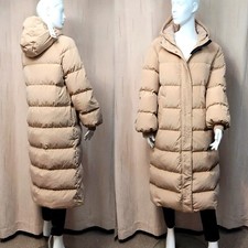 PER UNA Long FEATHER & DOWN Padded Hooded PUFFER COAT ~ Size 14 ~ ROSE  rrp £129