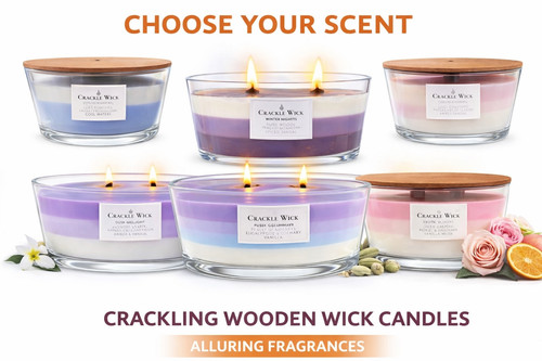 Crackle wick scented - scented, wooden