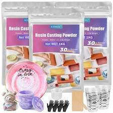 Resin Casting Powder 3000g (Packaging Upgrade), 20~30 Minutes Demold, Water A...
