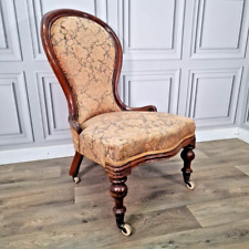 Antique Victorian Lounge Spoon Back Chair Fireside Carved Nursing Seat Wooden