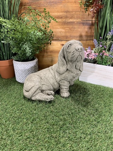 Stone garden bassett hound dog - garden,