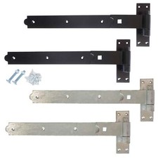 Pair of Gate Hook & Band Hinges Black or Galvanised Heavy Duty Including Fixings