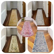 Traditional Hallway Runner Rugs Medallion Distressed Look Long Entrance Hall Mat