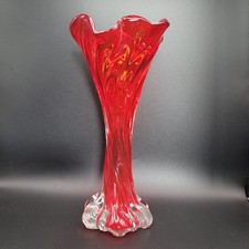 Czech Red Crystal Art Glass Vase Attributed to Josef Hospodka for Chribska 1970s