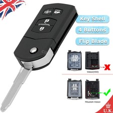 For Mazda MX-5 RX8 Flip Blade Remote Key Fob Case Shell 4 Button Uncut