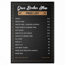Barber Shop Poster Price List