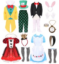 ALICE IN WONDERLAND COSTUME BOOK DAY FANCY DRESS HATTER RABBIT QUEEN OF HEARTS