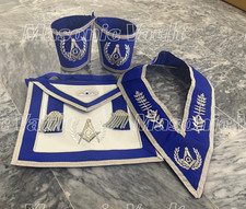 Masonic Regalia Blue Lodge Master Mason Embroidered Set of Apron, Collar & Cuffs