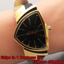 HAMILTON Ventura H244710 Elvis 75th Anniversary Qz Men's Watch Gold Black JAPAN