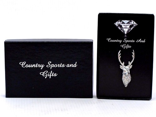Stag head pewter badge - stag,