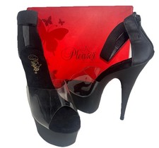 PLEASER Sexy Black Platform,  Ankle Cuff Stripper 6" Stiletto High Heels Shoes
