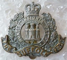 The Suffolk Regiment Cap Badge QC Bi-Metal Slider ANTIQUE Org