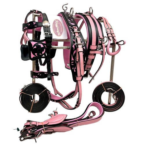 Black and pink leather - pink, single