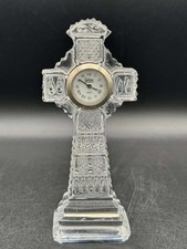 Galway Irish Crystal Celtic Cross with Clock 6” High