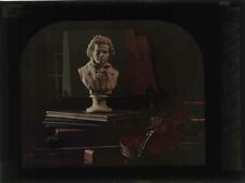 Large Autochrome c1910 Ellis Kelsey Hand Titled Signed - Beethoven Bust Violin 
