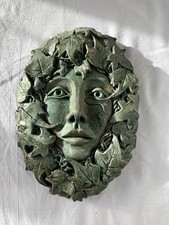 Green Man - Green Lady Forest Tree Spirit Wall Plaque Garden - Indoor Ornament
