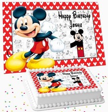MICKEY MOUSE BIRTHDAY PERSONALISED ICING EDIBLE COSTCO CAKE TOPPER RM-Y6