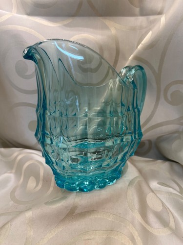 Pressed glass pitcher blue - glass,