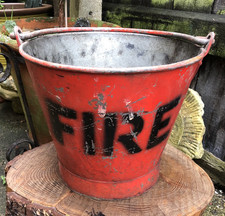 Vintage 1940/50's Galvanised riveted fire bucket painted factory industrial