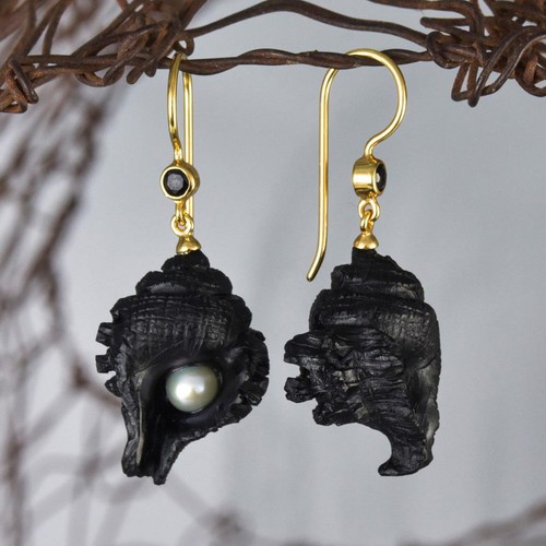 Sea snail conch earrings - sea,