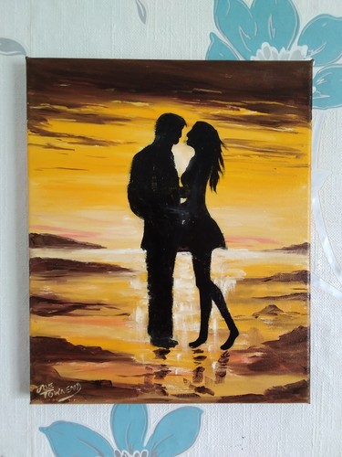 Original oil painting sunset - painting,,