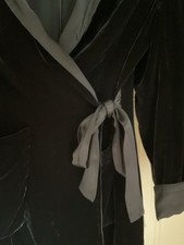 GHOST BLACK VELVET WRAP SMOKING JACKET - Size M - Good Condition