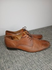 H by Hudson Mens Brown Leather Shoes Size 9 UK EU43 Classic Formal Dress Lace Up