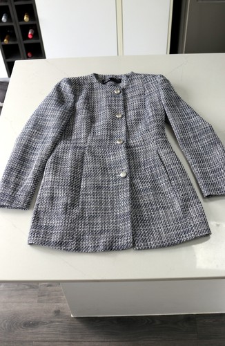 Zara navy herringbone tweed - herringbone,