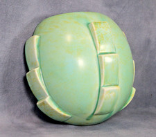 Impressive Art Deco Shorter & Sons Pottery Green Round Wall Pocket Vase 240