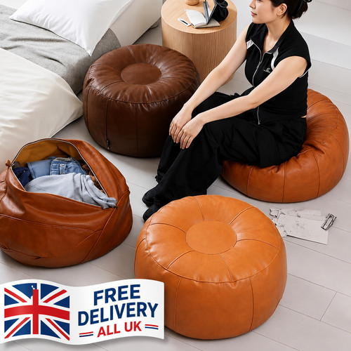 Unstuffed leather round - unstuffed,