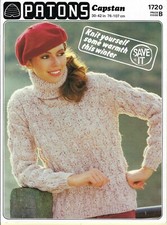 PATONS JUMPER / SWEATER KNITING PATTERN   30" to 42"  76 - 107 cm ARAN KNITTING