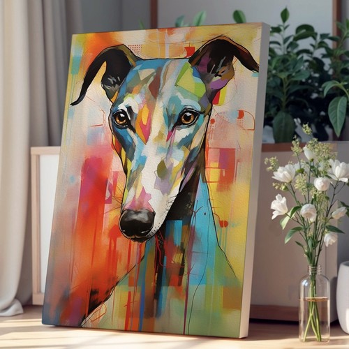 Greyhound abstract art - art, canvas