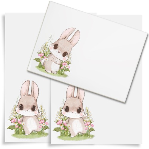 Rabbit letter writing - writing, set