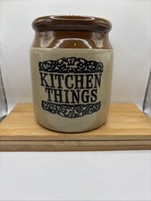 Kitchen Things Jar Moira Vintage Pottery Large Stoneware Storage Utensils Retro