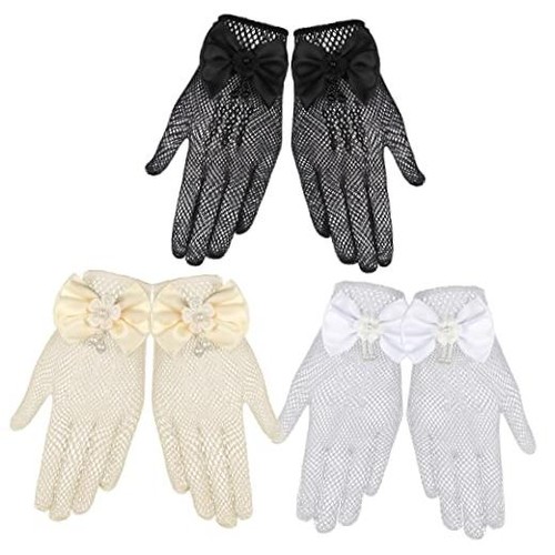 Pairs girls lace gloves bow - girls,