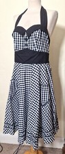 Ladies 1940/50s Style Dress Rockabilly Rock n Roll Black check 40's re-enactment
