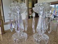 1 Pair Vintage Waterford Crystal  Candelabras 10”Tall Avalon crystals at 5 1/2 L