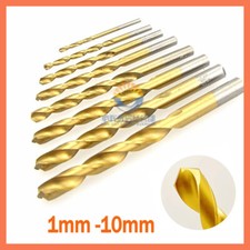 HSS Twist Drill Bits Titanium Coated 1mm - 10mm for Metal Stainless Steels Woods