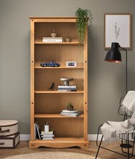 Corona Bookcase Large Tall 5 Shelf Display Unit Solid Pine by Mercers Furniture®
