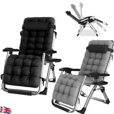 Garden Zero Gravity Chair Heavy Duty Sun Lounger Beach Outdoor Folding Reclining