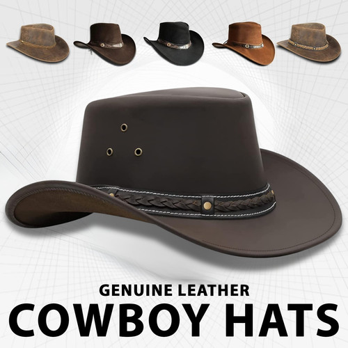 Real leather cowboy hat men - cowboy,